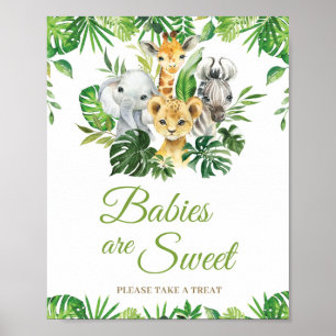 Jungle Animals Greenery Babies are Sweet Treat Po Poster