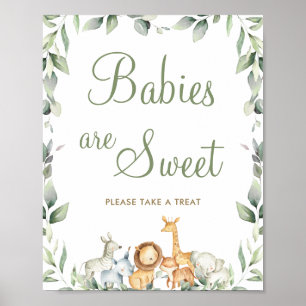 Jungle Animals Greenery Babies are Sweet Treat  Poster