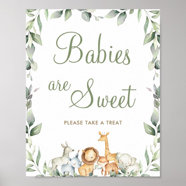 Jungle Animals Greenery Babies are Sweet Treat  Poster (Front)