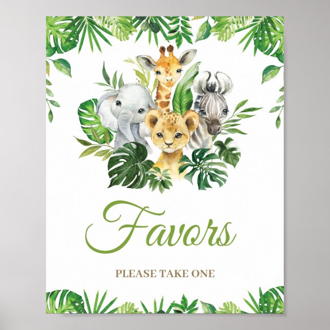 Jungle Animals Greenery Baby Shower Birthday Favou Poster (Front)