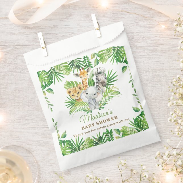 Jungle Animals Greenery Baby Shower Birthday Favour Bags (Clipped)