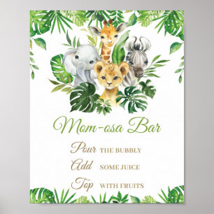 Jungle Animals Greenery Baby Shower Mum-osa Bar Poster