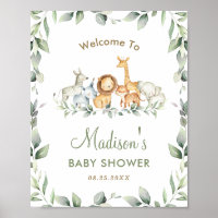 Jungle Animals Greenery Baby Shower Welcome Sign