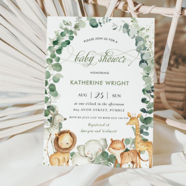 Jungle Animals Greenery Gender Neutral Baby Shower Invitation (Creator Uploaded)