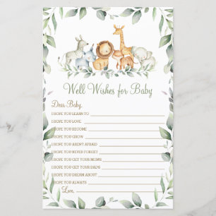 Jungle Animals Greenery Well Wishes for Baby Game