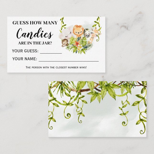 Jungle Animals How Many Candies Baby Shower card (Front/Back)
