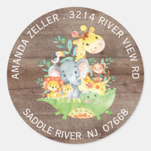 Jungle Animals Neutral Baby Shower Address Label