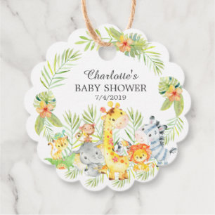 Jungle Animals Neutral Baby Shower Favour Gift Tag
