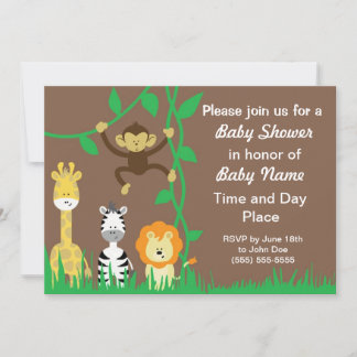 Jungle Animals Neutral Baby Shower Invitations