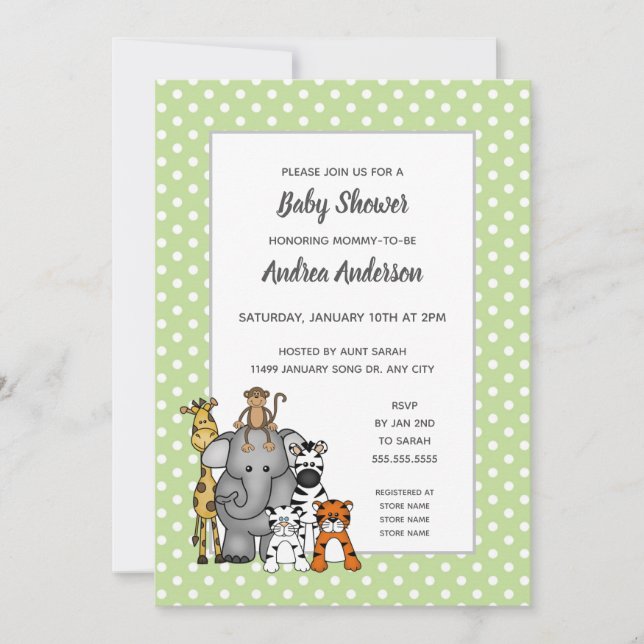 Jungle Animals neutral gender baby shower Invitation (Front)