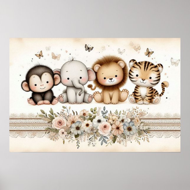 Jungle Animals Nursery 2 Poster (Front)