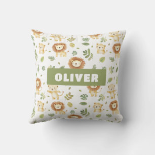 Jungle Animals Nursery Room Cute Wildlife Pattern Cushion