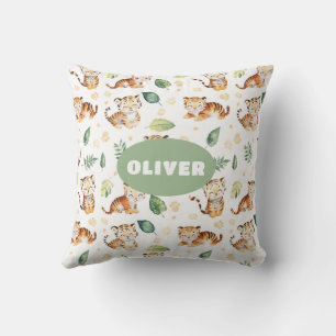 Jungle Animals Nursery Room Cute Wildlife Pattern Cushion