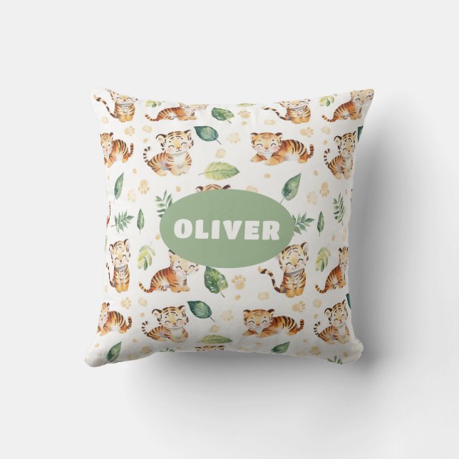 Jungle Animals Nursery Room Cute Wildlife Pattern Cushion (Back)
