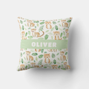 Jungle Animals Nursery Room Cute Wildlife Pattern Cushion