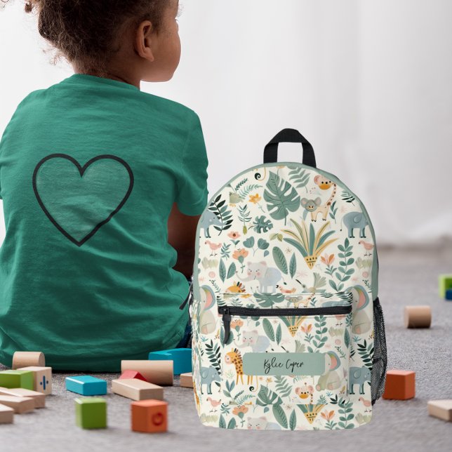 Jungle Animals Pastels Back To School Custom Kids' Printed Backpack (Creator Uploaded)