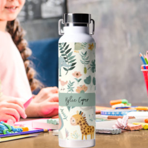 Jungle Animals Pastels Back To School Custom Kids' Water Bottle