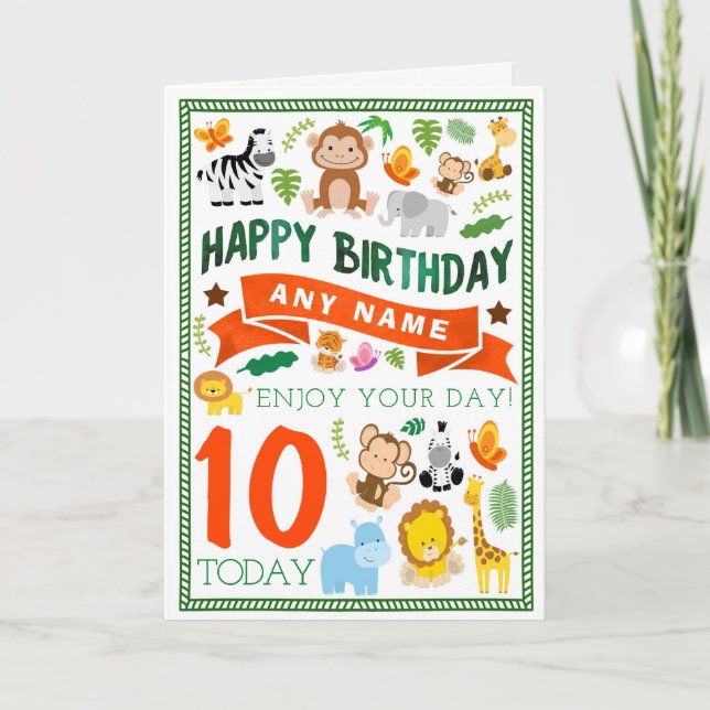 Jungle Animals Personalised Birthday Card (Front)