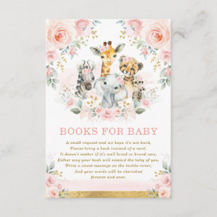 Jungle Animals Pink Blush Floral Books for Baby Enclosure Card