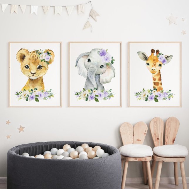 Jungle Animals, Purple Flowers, Gender Neutral (Creator Uploaded)