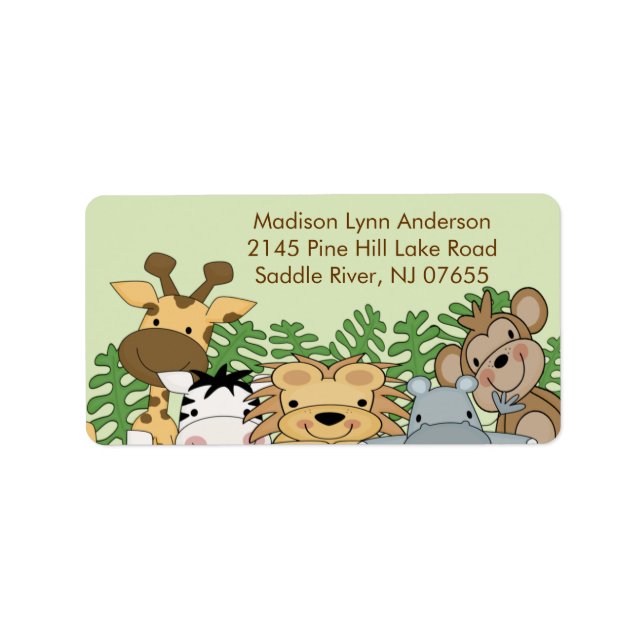 Jungle Animals Return Address Label (Front)