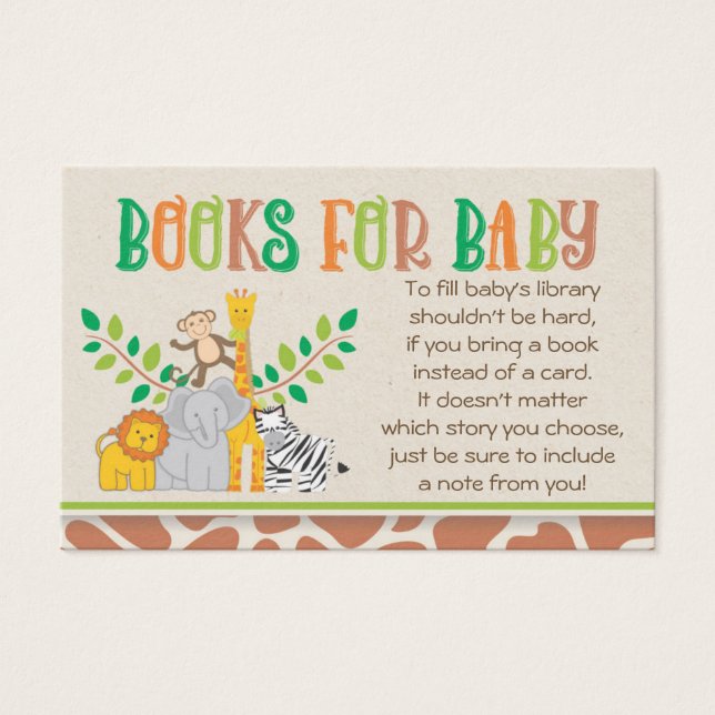 Jungle Animals Safari Baby Shower Book Request (Front)