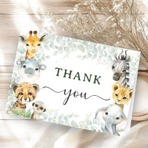 Jungle Animals Safari Baby Shower Folded Thank You Card