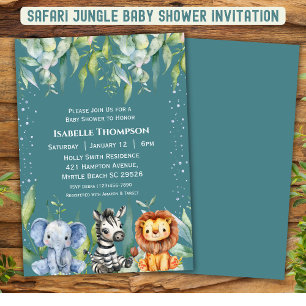 Jungle Animals Safari  Baby Shower Gender Neutral  Invitation