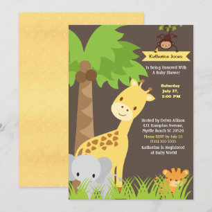 Jungle Animals Safari Baby Shower Invitation