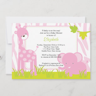 Jungle Animals Safari Baby Shower Invitation