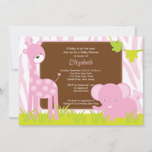 Jungle Animals Safari Baby Shower Invitation