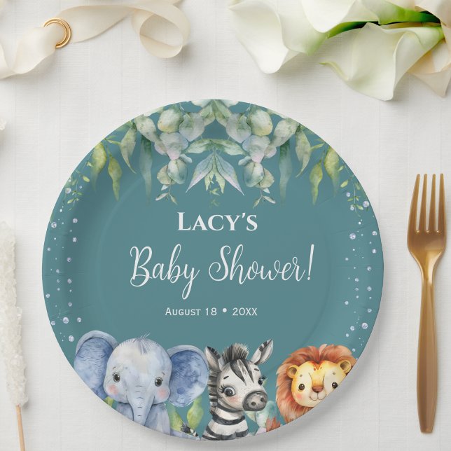 Jungle Animals Safari  Baby Shower   Paper Plate (Creator Uploaded)