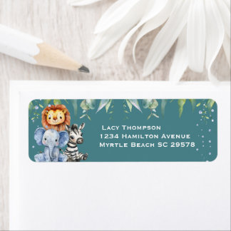 Jungle Animals Safari Baby Shower Return Address