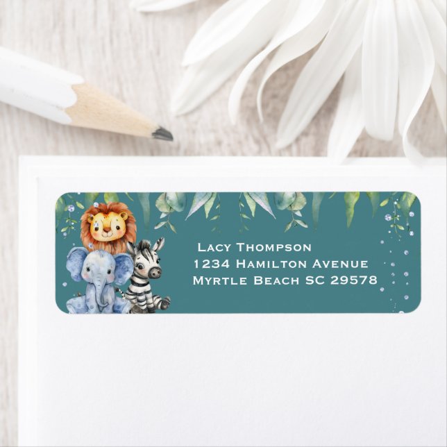 Jungle Animals Safari Baby Shower Return Address  (Insitu)
