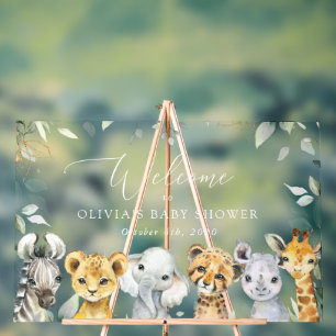 Jungle Animals, Safari, Baby Shower Welcome Acrylic Sign