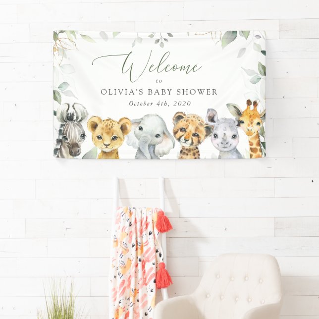 Jungle Animals, Safari, Baby Shower Welcome Banner (Insitu)