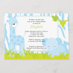 Jungle Animals Safari Boy Baby Shower Invitation