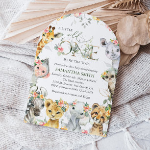 Jungle Animals, Safari, Flowers, Baby Shower Invitation