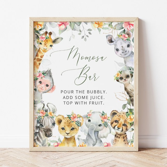 Jungle Animals, Safari, Flowers, Momosa Bar Poster (Creator Uploaded)