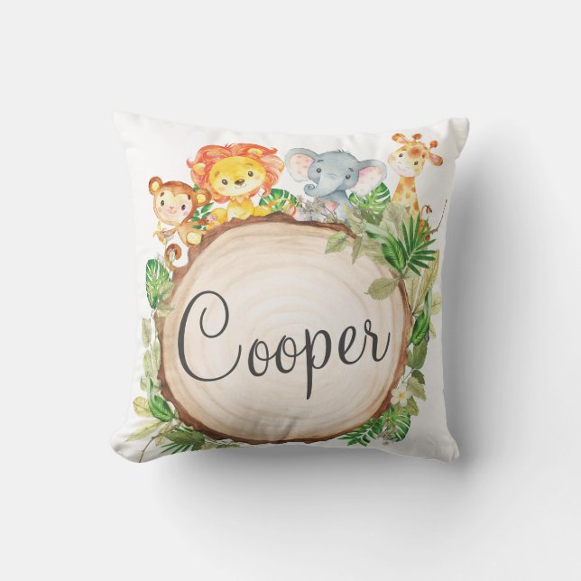 Jungle Animals Safari Kids Baby Nursery Decor Cushion (Front)