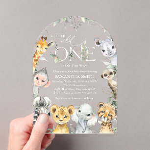 Jungle Animals, Safari, Wild One, Baby Shower Acrylic Invitations
