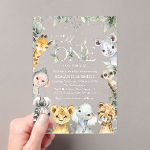 Jungle Animals, Safari, Wild One, Baby Shower Acrylic Invitations