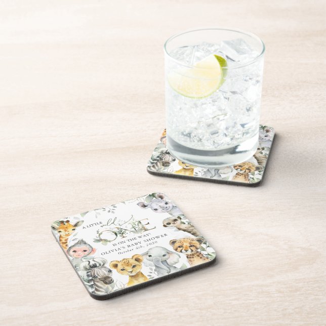 Jungle Animals, Safari, Wild One, Baby Shower Coaster (Right Side)