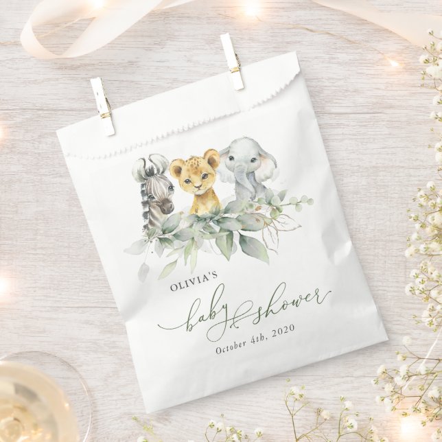 Jungle Animals, Safari, Wild One, Baby Shower Favour Bags (Clipped)