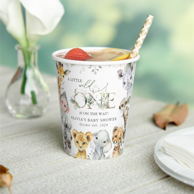 Jungle Animals, Safari, Wild One, Baby Shower Paper Cups (Insitu)