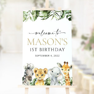 Jungle Animals, Safari, Wild One, Birthday Welcome Poster