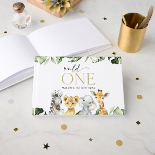 Jungle Animals, Safari, Wild One, First Birthday Guest Book