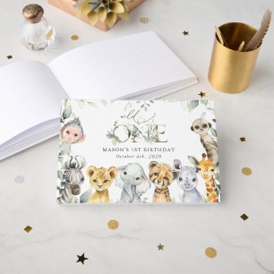Jungle Animals, Safari, Wild One, First Birthday Guest Book
