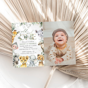 Jungle Animals, Safari, Wild One, First Birthday Invitation