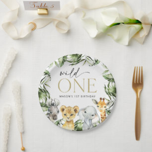 Jungle Animals, Safari, Wild One, First Birthday Paper Plate